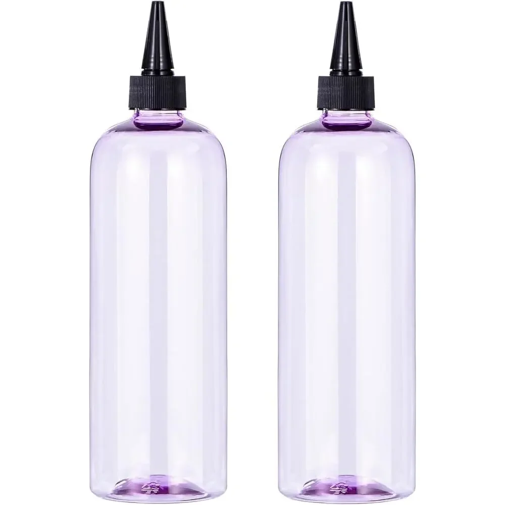 Yebeauty Hair Color Bottle 16.9 oz Clear Purple Twist On Top Tip Cap 10ct New